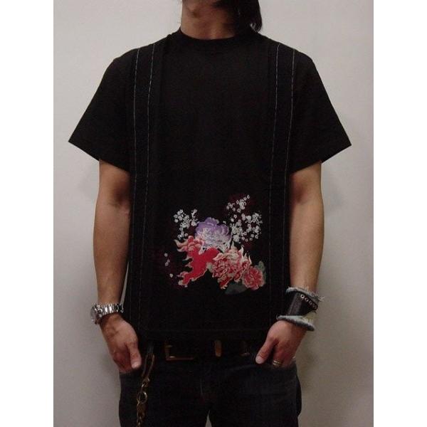 SHUIP シュイップ 和柄テープ付き 獅子 刺繍 花柄 半袖Tシャツ 限定