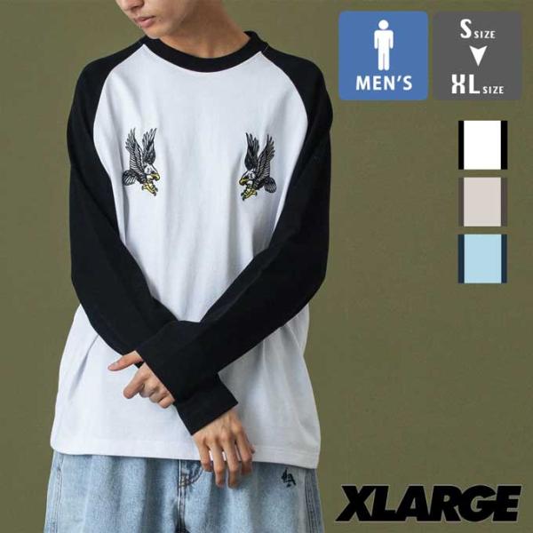 エクストララージ XLARGE イーグル ラグラン ロングスリーブTシャツ [101253011020 FW25] EAGLE RAGLAN L/S TEE メンズ トップス 長袖 BLACK 正規取扱店 XLARGE（エクストラ ラージ） EAGLE RAGLAN L/S TEE イーグル ラグラン