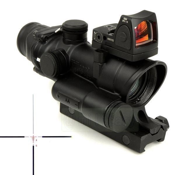 TA02 ACOG 4倍率 + RMR トリジコン スコープ レプリカ TA02/ RMR ：ACOG タイプ レティクル発光 4倍スコープ : ジーリー