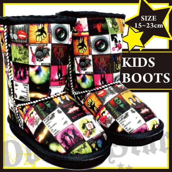 キッズ ムートン ブーツ 防寒 ファー ボア カラフル 黒 ブラック 総柄 個性的 グラフィック 子供 靴 かっこいい かわいい おしゃれ 派手 ダブルスター 4672 Doublestar 4672 Jeffery West 通販 Yahoo ショッピング