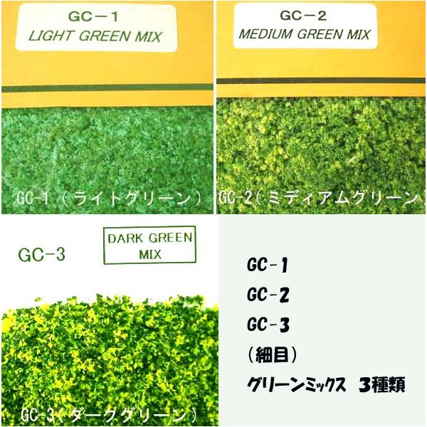 GC-1 GC-2 GC-3 （グリーンMIX３種類；細目・地表向け）　プラストラクト 模型材料　建築模型　樹木　植栽