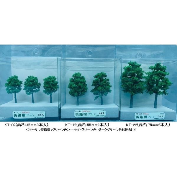 KT-02（新発売）街路樹　3本入 （グリーン：高さ45mm）　プラストラクト 模型材料　建築模型　鉄道模型　モーリン