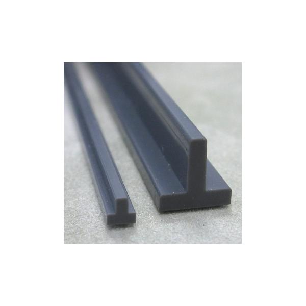 材質：ABS樹脂カラー：ダークグレイ【サイズ】(縦H x 横W)mm：4.8 x 4.8厚みT：1.5mm長さ；600mm ＊この他にABS製のT型鋼は各サイズがあります。