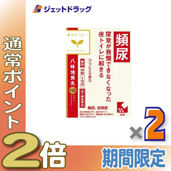 【第2類医薬品】「クラシエ」漢方八味地黄丸料エキス錠 96錠 ×2個〔漢方・はちみじおうがん〕