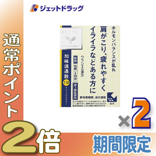 【第2類医薬品】「クラシエ」漢方加味逍遙散料エキス錠 96錠 ×2個〔漢方・かみしょうようさん〕
