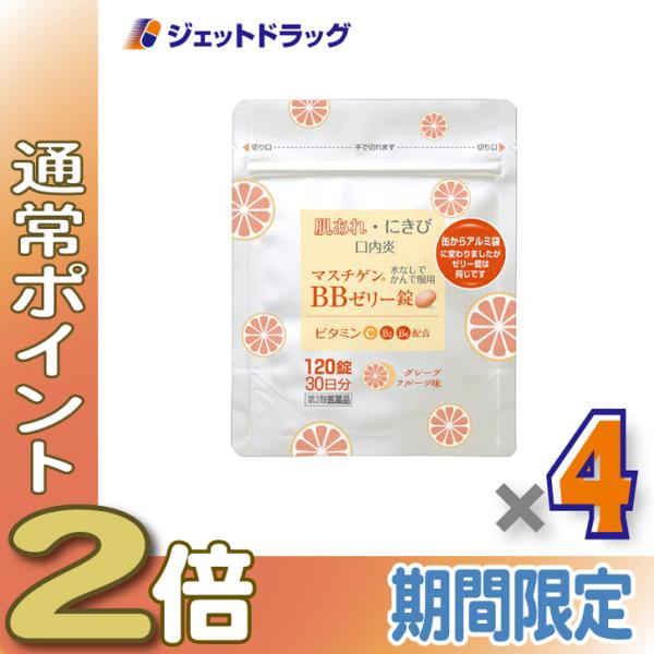 ≪25日はP2%≫【第3類医薬品】マスチゲンBBゼリー錠 120錠 ×4個〔肌あれ・にきび〕