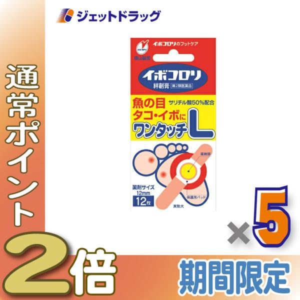 ≪25日はP2%≫【第2類医薬品】イボコロリ絆創膏 Lサイズ 12枚 ×5個〔魚の目・タコ・イボに〕