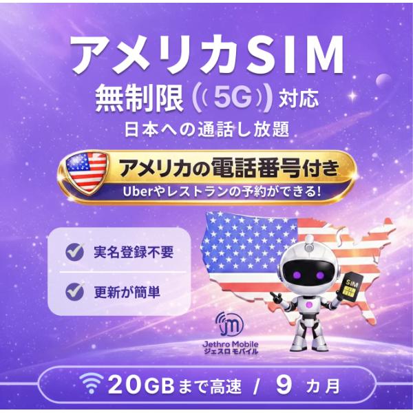アメリカSIMカード9カ月高速データ＆通話無制限