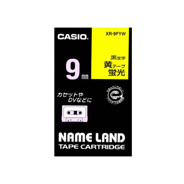 （まとめ）カシオ CASIO 蛍光テープ XR-9FYW 黄に黒文字 9mm【×5セット】 輝く黄色に黒い文字、ラベルプリンター用テープカートリッジがあなたのシール印刷をサポート カシオの蛍光テープXR-9FYW、9mm幅を5セットでお届けします 送料無料 CASIO（カシオ） 【お取り寄せ】カシオ計算機 ネームランドテープ 9mm