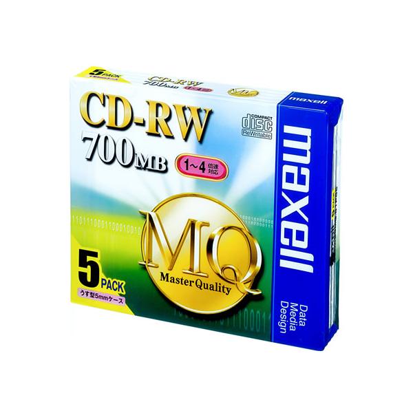 マクセル　ＣＤ−ＲＷ　５枚　１枚入りプラケース入が５枚　ＣＤＲＷ８０ＭＱＳ１Ｐ５Ｓ