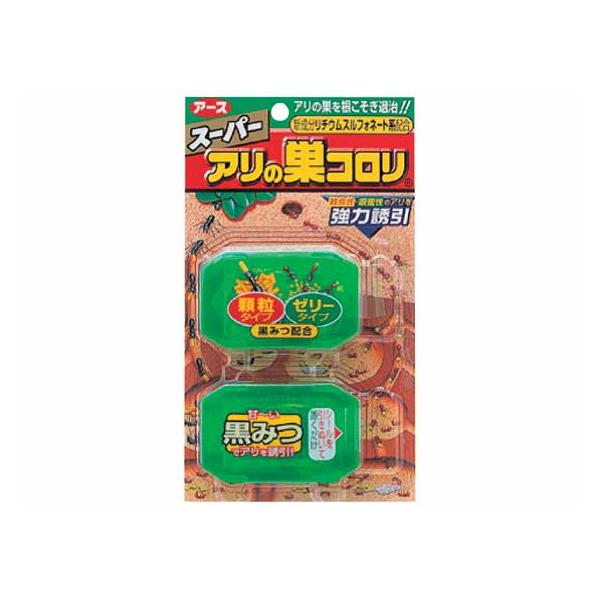 【仕様】●顆粒薬剤とゼリー薬剤の２種で、速やかに巣のすみずみまで確実に運び込みます●アリが好む黒みつの甘い香りでアリを行列ごとグングン誘引し、フェロモン誘導物質の働きで仲間のアリに薬剤のありかを教えます●２つの有効成分で高い駆除効果を発揮●...