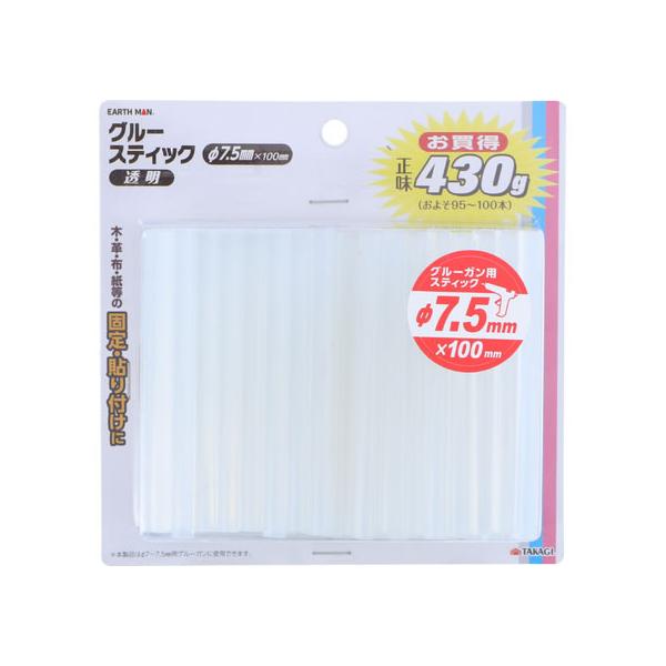 【お取り寄せ】TAKAGI EARTH MAN グルースティック 透明 φ7.5mm×100mm 正味430g 約100本入