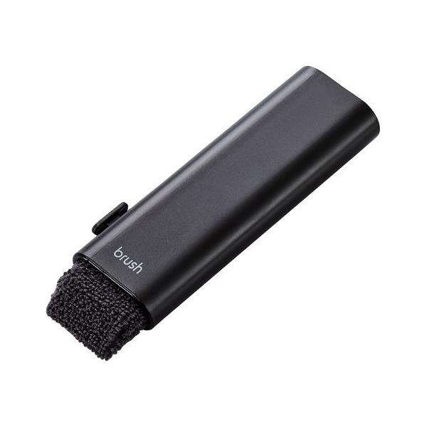 ELECOM クリーニングブラシ&amp;クロス コンパクト収納タイプ 2way 除電 ブラック ( KBR-017AS )