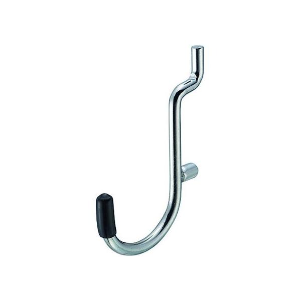 【商品説明】●パンチングボード用フックです。【仕様】●型番：PBBF-21　●入数：4個　●キャップ色：黒 ●長さ（mm）：52 ●品名：フックB（キャップ色黒） ●幅（mm）：34　●パンチングボードパーツ　●鉄 クロームメッキ ●PVC...