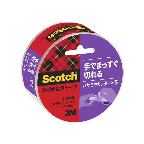 他サイト： 3M スコッチ 手でまっすぐ切れるテープ 60μ 48mm×35m ４８ｍｍ ＯＰＰテープ 透明テープ 粘着テープ 梱包の商品画像