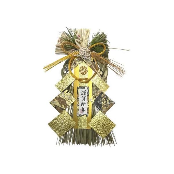 【商品説明】●金運飾り。鎌倉大本山円覚寺にて御祈願いただいております。商品です。　●金色の扇を取り付けたシンプルなデザインのお正月飾り【仕様】【使用方法】玄関ドアに飾る　●サイズ（横×縦）：３０８×４７０ｍｍ　●厚さ：６０ｍｍ　●材質：水草...