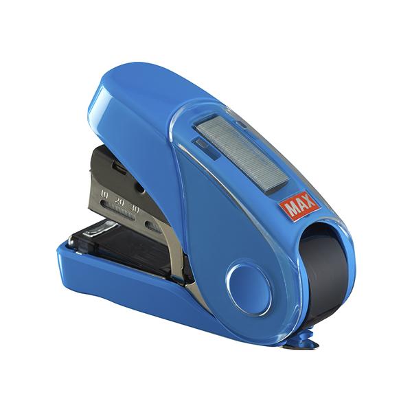 【仕様】とじ裏が平らで書類がかさばらないフラットクリンチ。●色：ブルー●サイズ：高さ６６×幅２８×長さ８３ｍｍ●最大とじ奥行：２９ｍｍ●とじ枚数：約３２枚●装填本数：１００本●仕様：ワンタッチオープン・針おさえ付リムーバ・針ストッカ（予備１...