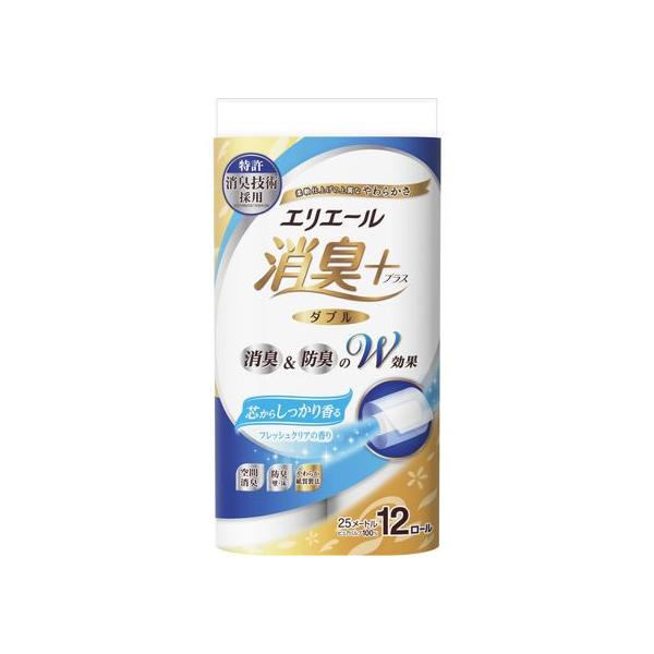 他サイト： 大王製紙 エリエール 消臭+ トイレットティシュー ダブル 12ロール エリエール トイレットペーパー 香り付きトイレットペーパー トイレペーパーの商品画像