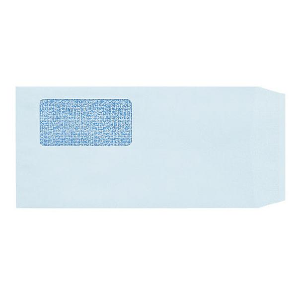 【お取り寄せ】スマートバリュー/窓付き封筒 長3 ブルー 100枚 テープ付/P029J-B