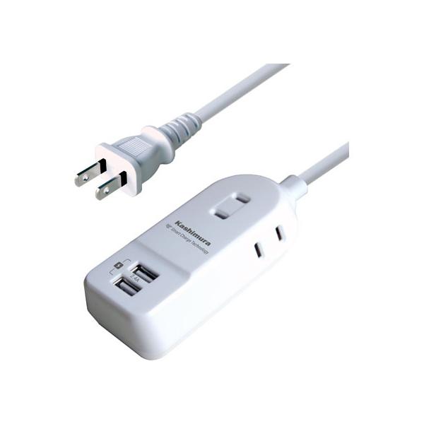 y񂹁zJV AC[d^bv 1m 2.4A IC USB2P AC3P WH AJ-588