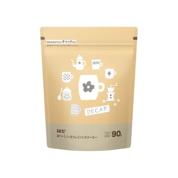 他サイト： UCC おいしいカフェインレスコーヒー 袋 90g 袋入 詰替用 インスタントコーヒー コーヒー 飲料の商品画像