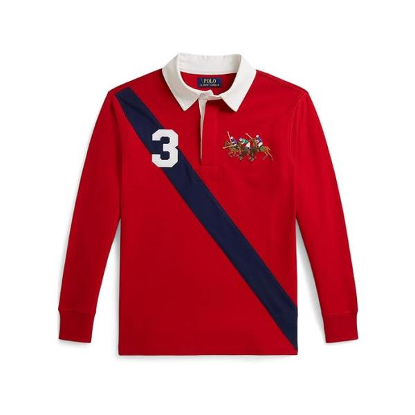 (取寄) ラルフローレン キッズ メンズ トリプル-ポニー コットン ラグビー シャツ (ビッグ キッド) Polo Ralph Lauren Kids men Triple-pony Cotton Rugby Shirt (big Kid) Red Multi POLO RALPH LAUREN（ポロ・ラルフローレン） (取寄) ラルフローレン