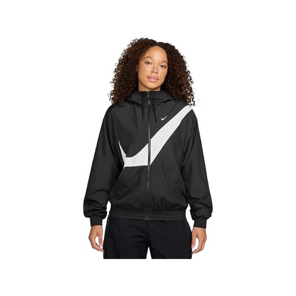 (取寄) ナイキ レディース スポーツウェア クラシック ウーブン UV フル ジップ ロゴ ブーディ Nike women Sportswear Classic Woven Uv Full Zip Logo Hoodie Black/White NIKE（ナイキ） (取寄) レディース スポーツウェア クラシック