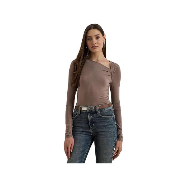 (取寄) ローレン ラルフローレン レディース ストレッチ ジャージ アシンメトリカル トップ Lauren Ralph Lauren women Stretch Jersey Asymmetrical Top Black LAUREN RALPH LAUREN（ローレン ラルフローレン） P最大17倍1/1限定