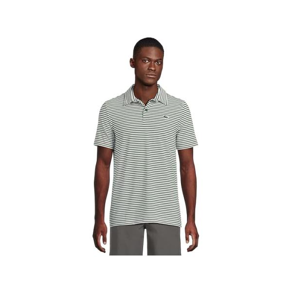 (取寄) ラコステ メンズ ウルトラ ドライ アンチ-UV ストライプド ゴルフ ポロ シャツ Lacoste men Ultra Dry Anti-uv Striped Golf Polo Shirt Green/White LACOSTE（ラコステ） (取寄) メンズ ウルトラ ドライ アンチ-UV