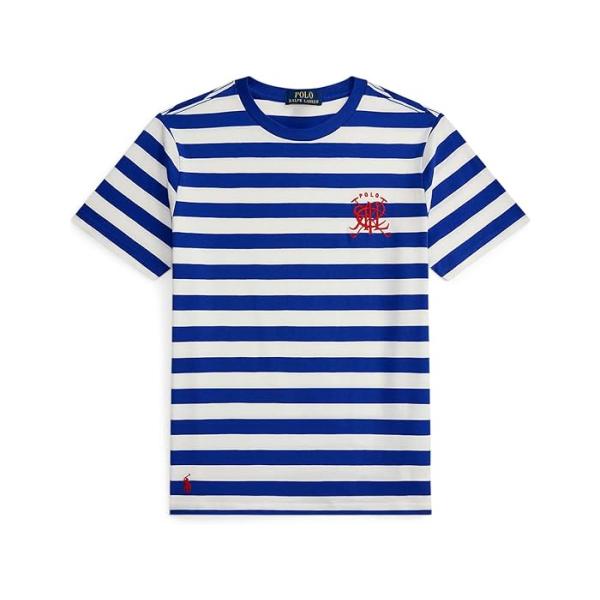 (取寄) ラルフローレン キッズ メンズ クレスト ストライプド コットン ティー (インファント) Polo Ralph Lauren Kids men Crest Striped Cotton Tee (infant) New Sapphire/White POLO RALPH LAUREN（ポロ・ラルフローレン） P最大17倍1/1限定 (取寄