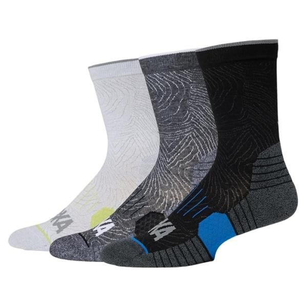 (取寄) ホカオネオネ クルー ラン ソックス 3-パック Hoka Crew Run Socks 3-Pack White/Black/Grey 取寄) ホカオネオネ クルー ラン ソックス 3-パック Hoka Crew Run