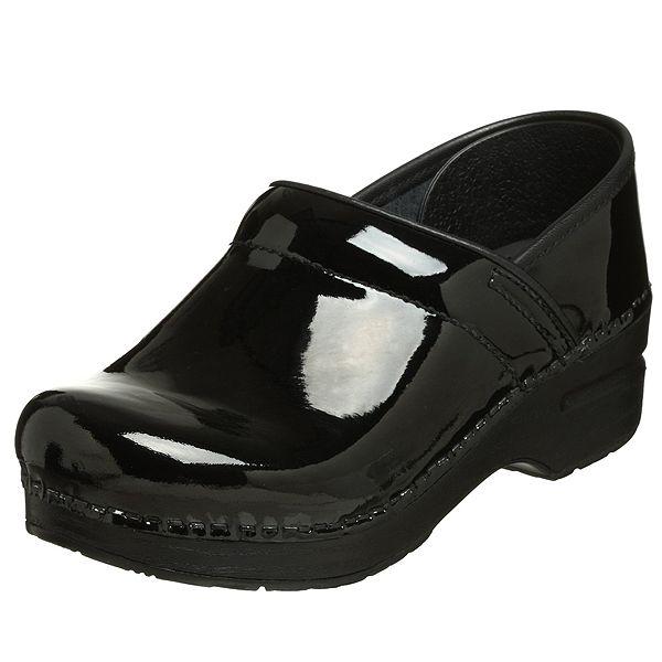 dansko patent leather clogs