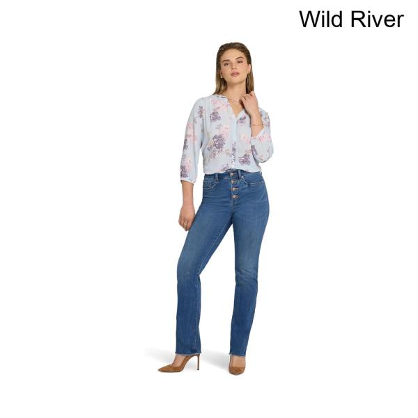 (取寄) エヌワイディージェイ マリリンストレートフレイヘムジーンズインワイルドリバー nydj Marilyn Straight Fray Hem Jeans in Wild River