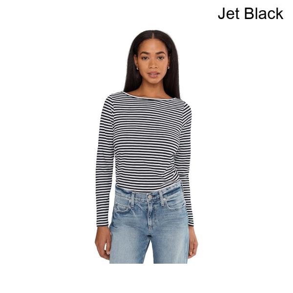 (取寄) メイドウェル サイドルーチドスラブロングスリーブストライプ madewell Side Ruched Slub Long Sleeve Stripe