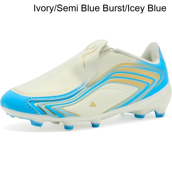 (取寄) アディダス F50メッシリーグレースレスファームグラウンドフットボールブーツ（リトルキッド/ビッグキッド） adidas F50 Messi League Laceless Firm