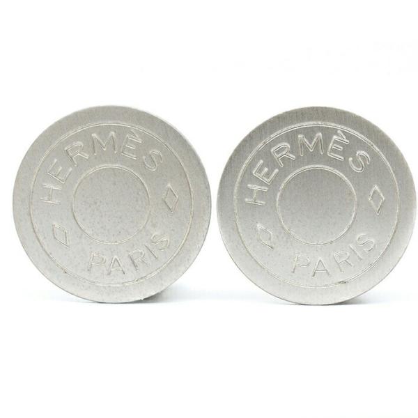 HERMES エルメス セリエ コイン イヤリング シルバーカラー 両耳 中古・古着通販】HERMES (エルメス) コインイヤリング シルバー