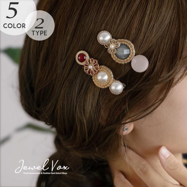 Jewel VOX ヘアクリップ ヘアアクセ フラワー パール ゴールド