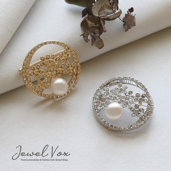 花モチーフ ブローチ パール付き 25mm*18mm 七五三 ブローチ パール ブローチ ≪落下防止ブローチストッパー付