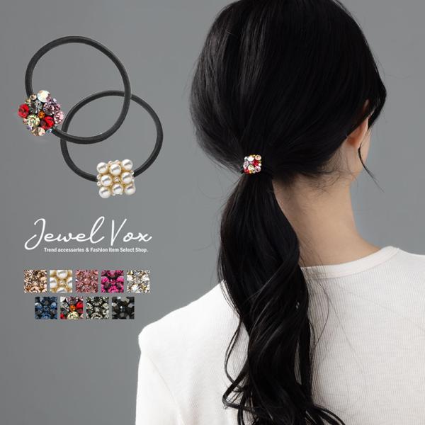 Jewel VOX ヘアゴム レディース ヘアポニー スクエア モチーフ Jewel VOX ヘアゴム レディース ヘアポニー スクエア モチーフ