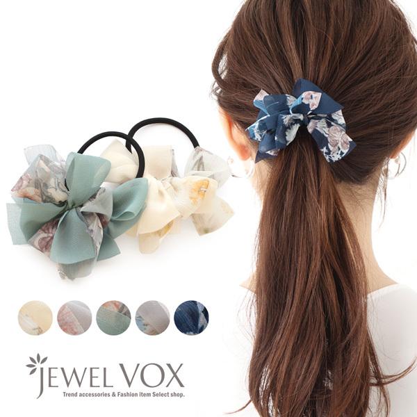 ヘアゴム まとめ髪 大人っぽい ヘアアクセサリー シフォン生地 花柄 リボン シンプル カジュアル F Mkk Jewel Vox ジュエルボックス 通販 Yahoo ショッピング