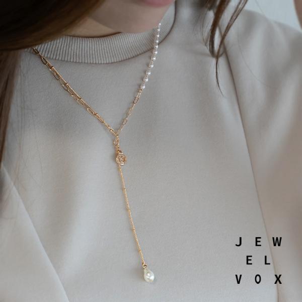 ネックレス レディース ロングネックレス Y字ネックレス ニッケルフリー 金属アレルギー パール 淡水パール ゴールド シルバー 30代 40代 50代