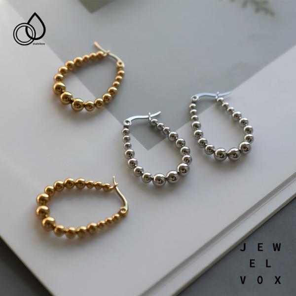 フープピアス レディース 金属アレルギー対応 サージカルステンレス ドロップ ボール キャッチレス シンプル 錆びない つけっぱなし 爆買