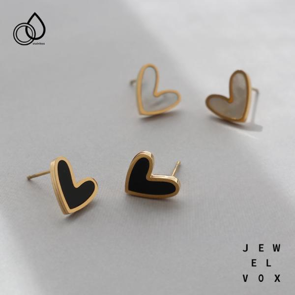 ピアス レディース 金属アレルギー サージカルステンレス ハート シェル ガーリー ゴールド つけっぱなし シンプル 30代 40代 50代 爆買