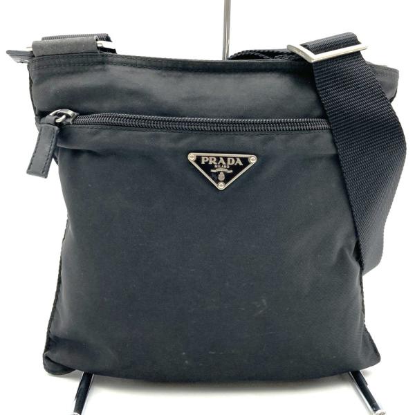 【匿名配送】PRADA プラダ　ショルダーバッグ　斜め掛け　三角ロゴ　ブラック PRADA プラダ 三角ロゴプレート 斜め掛け ショルダーバッグ