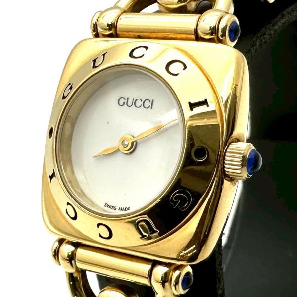 【希少】グッチ GUCCI 腕時計 6300L レディース ホワイト ゴールド GUCCI（グッチ） ホースビット ベルト（社外品） 腕時計 6300L