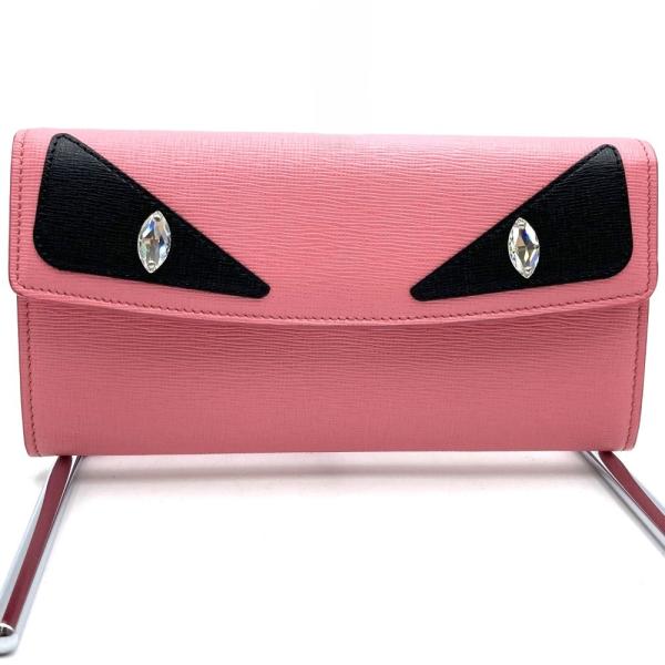 FENDI フェンディ バグズ モンスター 長財布 ピンク レザー