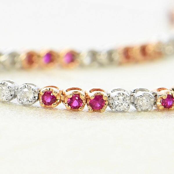 テニスブレスレット K18 ホワイトゴールド K18ピンクゴールド