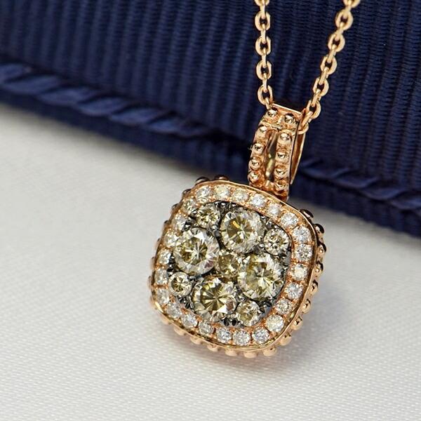 ダイヤモンド ネックレス 取り巻き 0.5ct K18 ピンクゴールド 鑑別書付  