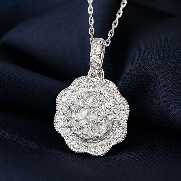 ダイヤモンド ネックレス アンティーク調 Pt900 プラチナ 0.3ct ローズ 