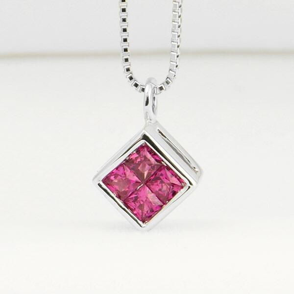 ルビー ダイヤモンド ネックレス K18 ホワイトゴールド リバーシブル  